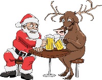 Joulupukki ja pukki oluella